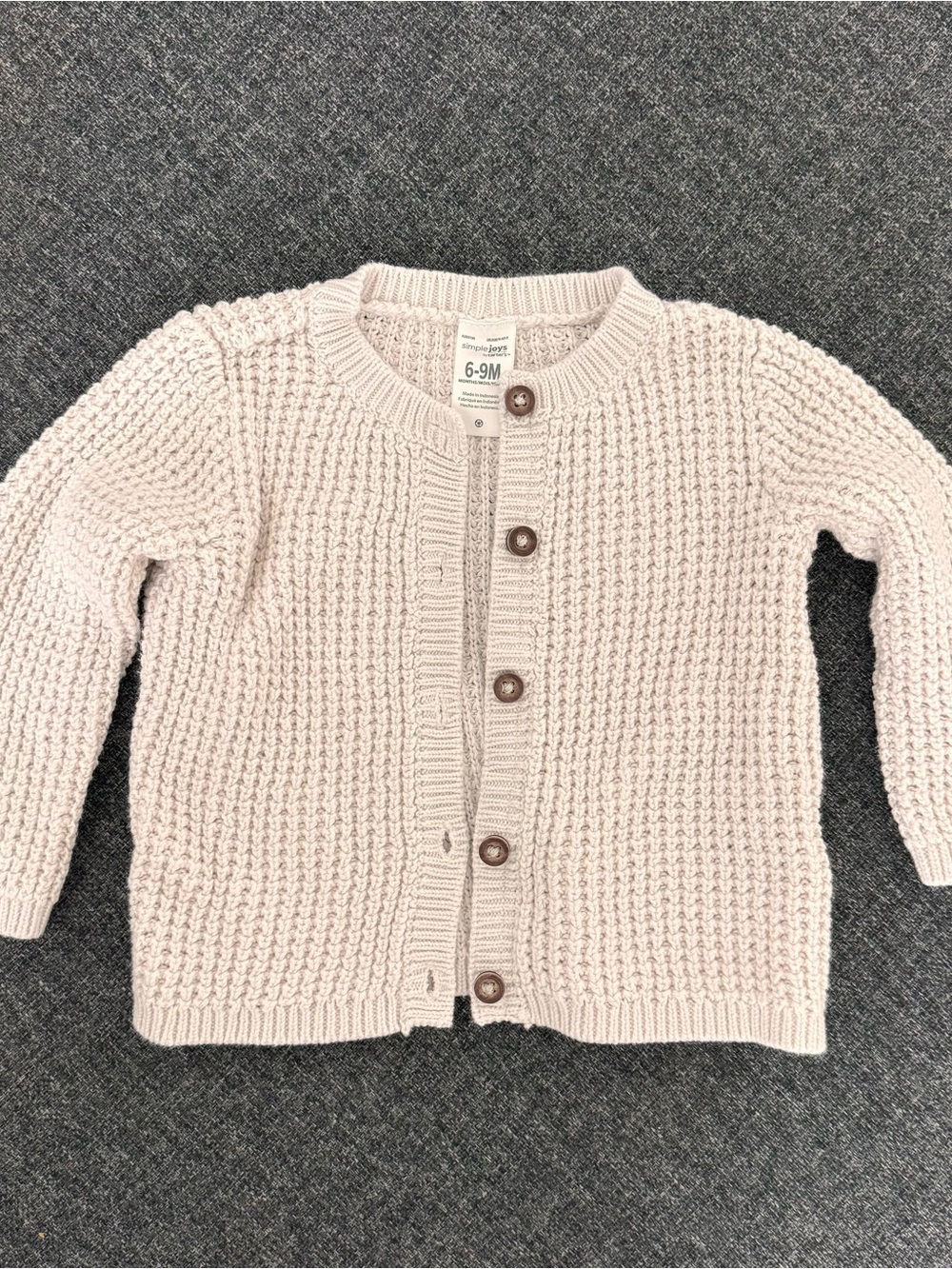 Simple Joys by Carter's Light Cream Knit Button-Front Baby Cardigan
